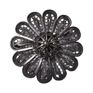 Vintage Sterling Silver Filigree Flower Brooch Made In Israel